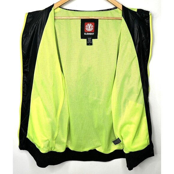 Element Mens Jacket Windbreaker Full Zip Mesh Lined Hooded Zip Pockets Black L - Picture 8 of 14